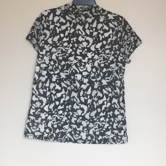 DANA BUCHMAN Pattered Print Mesh Blouse Black Tan - Picture 2 of 4